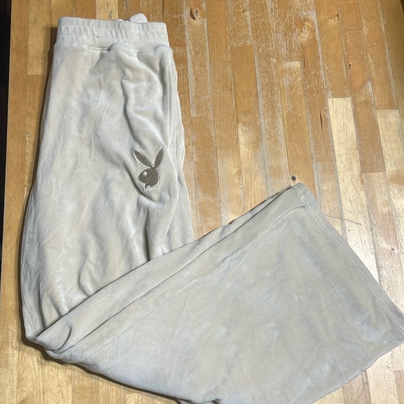 PLAYBOY Pants - Playboy velour wide leg pants